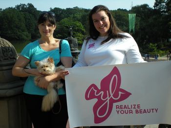 RYB Cast Member Tracy, Executive Director Stacey and Official RYB Mascot Rosie ready for the walk! 9.1.12; Central Park, NYC.