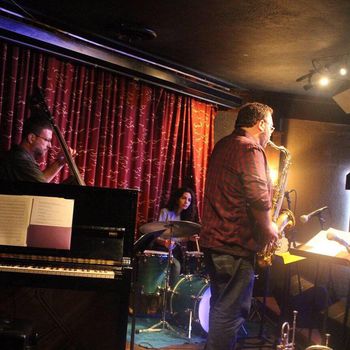 Playing "I'm An Old Cowhand" at Bear's Place on August 29, 2019. Jeremy Allen on bass and Cami Mennitte Pereyra on drums.