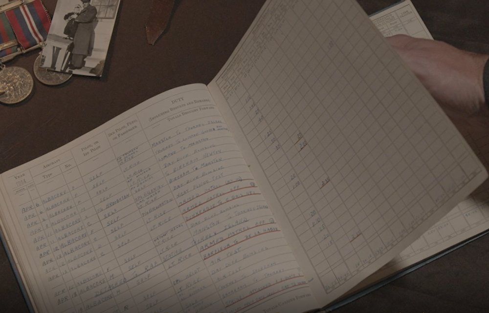 April 1944 - Roy Gates' pilot logbook entries (logbook image credit Aaron Sinclair)