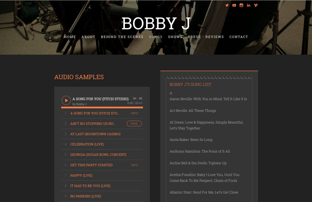 Band website template Bobby J