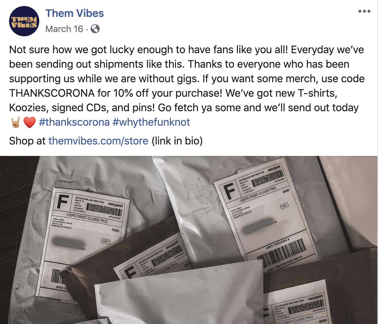 Them Vibes promocode shipping success