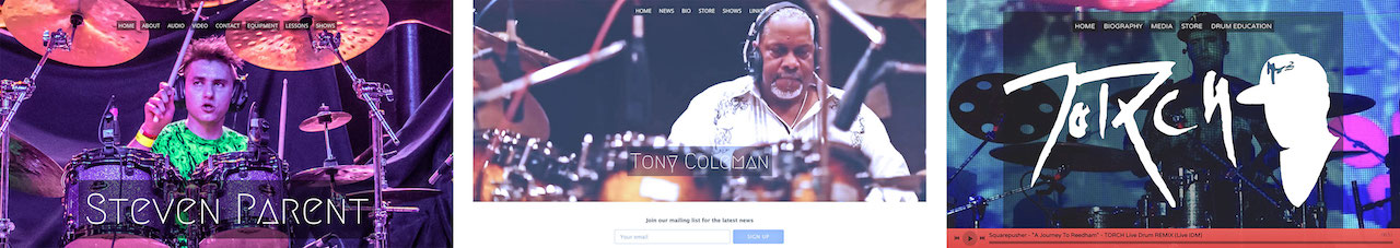 Drummer Website Design: 1 Template, 3 Ways