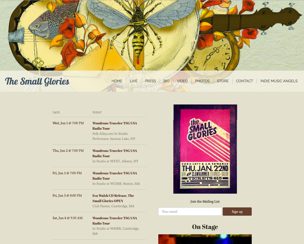 Small Glories Events page