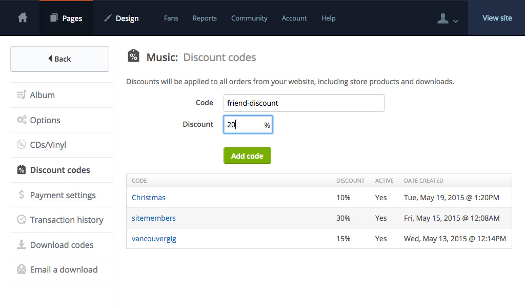 New Discount codes for your music & merch store Bandzoogle Blog