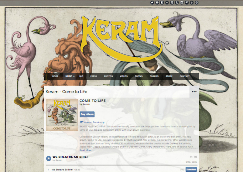 Keram website on Bandzoogle