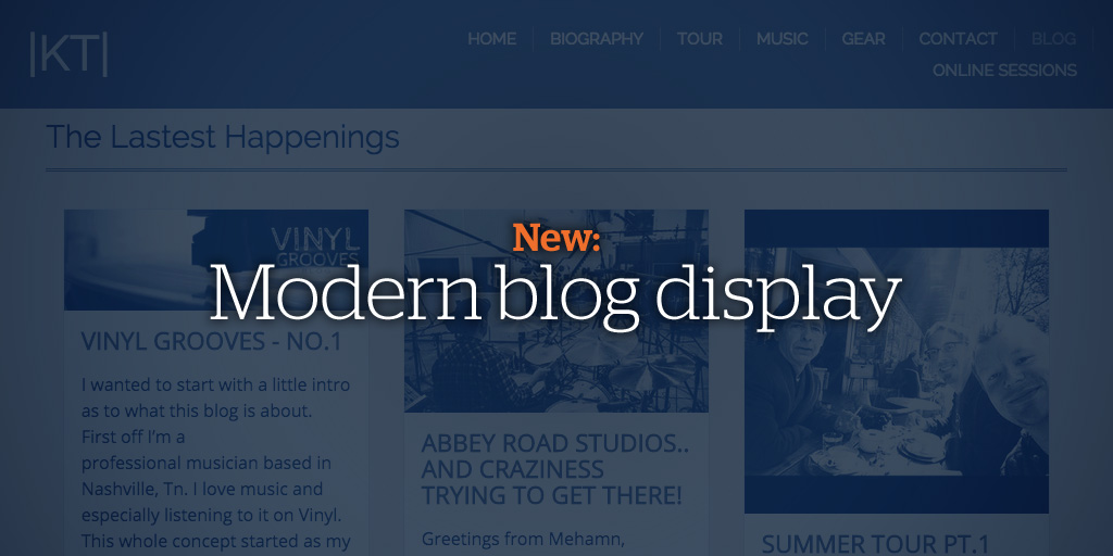 Build a stunning blog for your band website: new modern tiled view