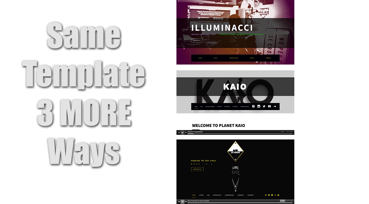 Rapper Website Design: 1 Template, 3 Ways