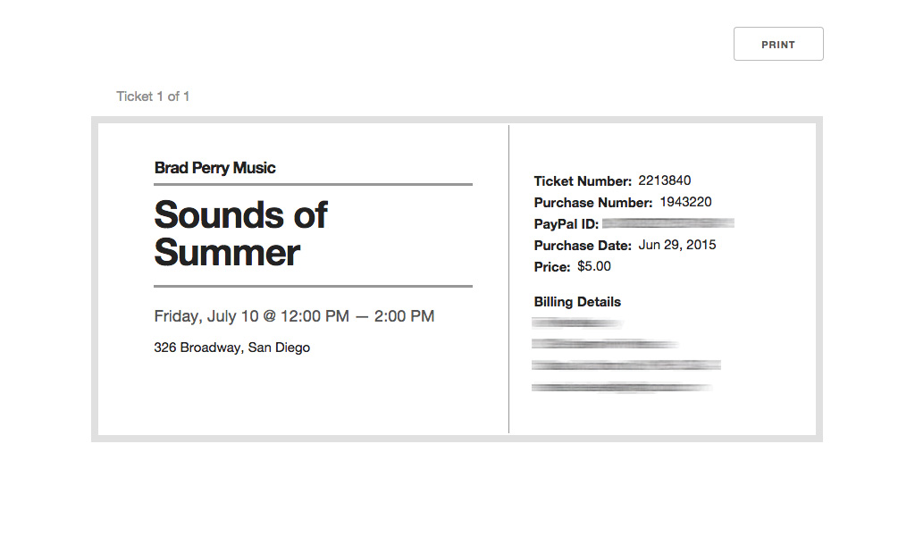 Fans get professional looking, printable tickets to your show