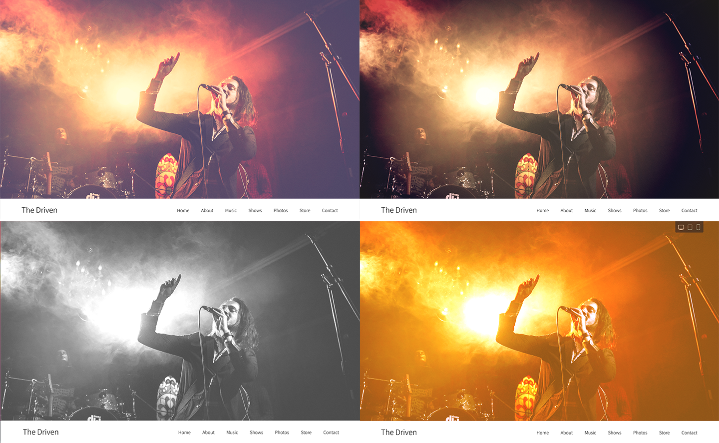 Rock band website template with filters