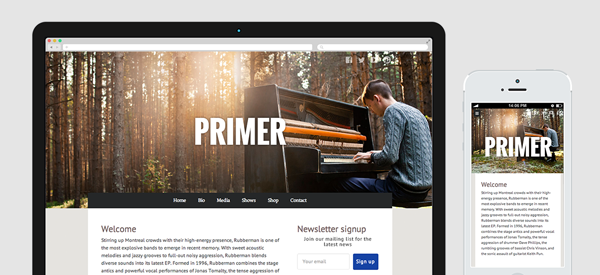 Primer website theme. It has a full width header area.