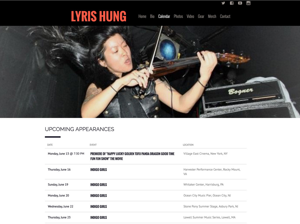 Lyris Hung Events Page