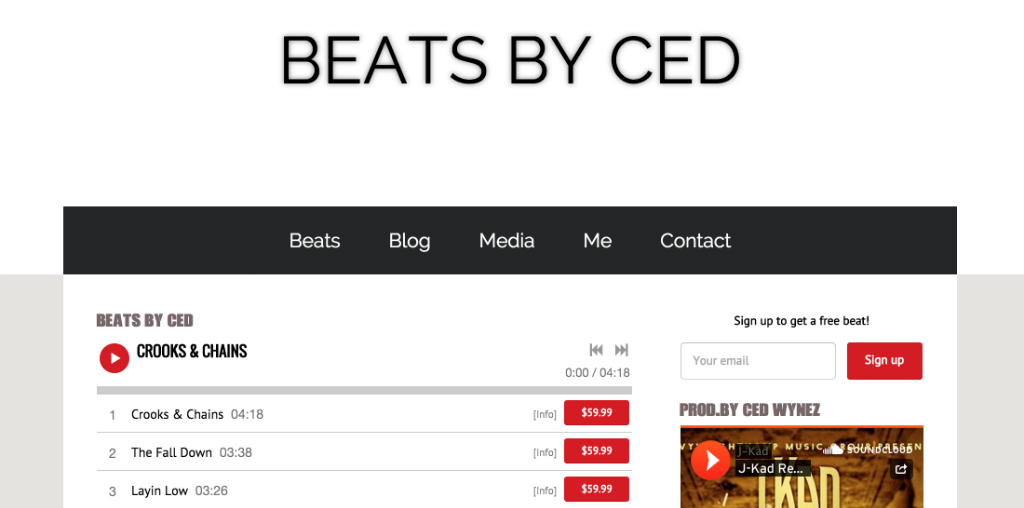 Beats Producer Website Inspiration: Beats by Ced