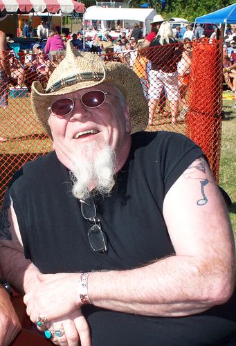 Michael "Big Dog" Murphy waiting to go onstage at the 2009 Grand Marais (MI) Music and Arts Fest.
