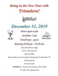 TRINADOR ROCKS New Year's Eve at Janesville Moose Lodge
