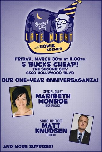 March 30th, 2012 Special Guest: Maribeth Monroe Stand Up from: Matt Knudsen
