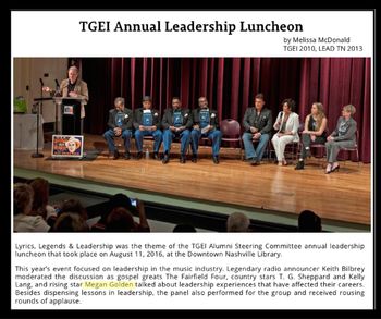 Megan Golden at the TGEI Leadership Luncheon with music legends Keith Bilbrey, The Fairfield Four, T.G.Sheppard, and Kelly Lang
