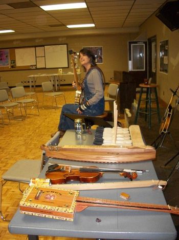 Ms Joan explaining the origin of Appalachian instruments
