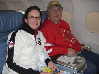 Rhea & Calvin coming home from the Olympics. Proudly Canadian!!
