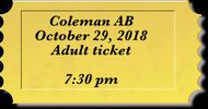 OCTOBER 29, 2018 - Coleman AB - Calvin Vollrath Concert (17 & older ticket)