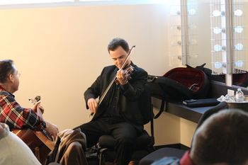 Mark & Ray St.Germain having a tune before the show in the dressing room.
