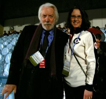 Donald Sutherland & Rhea in the crowd to watch the opening ceremonies.
