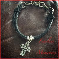 Braided leather cross bracelet
