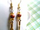 Gold Sandstone feather Charm Earring