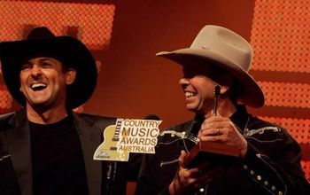 Lee Kernaghan & Dean with their Bush Ballad Of The Year Golden Guitar Awards 2012
