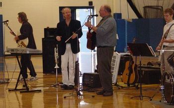 In a high school assembly ... with 3 of the best musicians anywhere!
