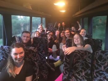 Excited fiddlers after a fun show! On to gig #2
