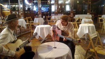 Peter and Jon warming up at the Spiegel Tent
