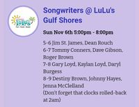 Frank Brown Songwriter's: Join Jim and Dean as they perform at Lulu's Gulf Shores, Alabama 