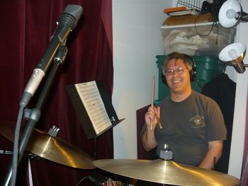 Dan Gross laying down the drum tracks for my CD at Rick's studio in New York 2011
