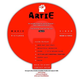 Original music web page for artieq.com designed by Gabriel Koneta/Laurence Whiteley
