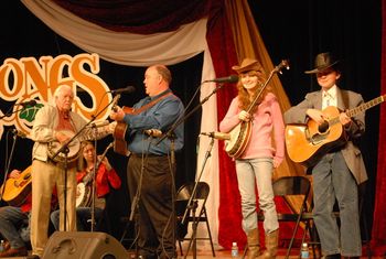 Playing on stage with J.D. Crowe and Rickey Wasson, in Lexington, Ky.
