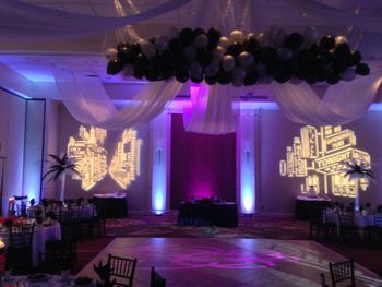 Harlem/Great Gatsby Themed Reception with uplgihting, 6 Piece drape kit,  and monograms

