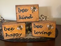 Bee happy wood blocks