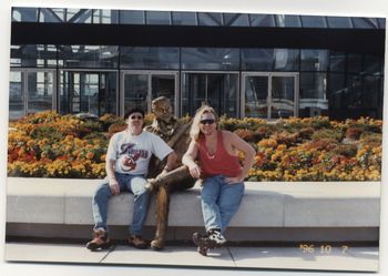 Dallas Coffee and MykoMan in front of Rock Hall of Fame
