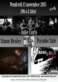 13 novembre @ L'Alizé (Paradoc Sale + Simon Henley + Julie Curly)