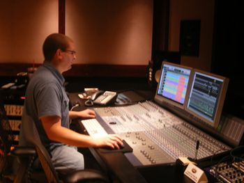 Josh Myers from Eastco's California Road Studios at the mixing console for our recording sessions
