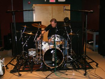 Mike getting the DW drum kit set up for "The Other Side" sessions
