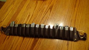 the bandolier comes in different sizes to hold multiple harps
