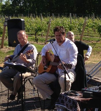 Dennis Varo on the bass with my Dad rockin' out on the drums. Check out the vineyard behind us. The Gravity is in Baroda, MI.
