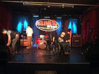 Setting up at Arlene's grocery, we played for 3 people
