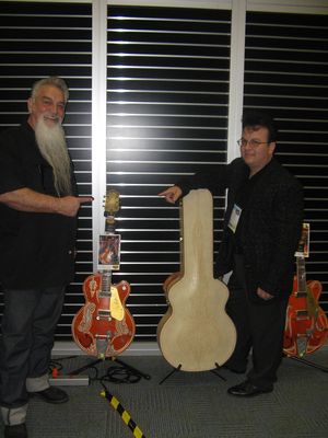 Danny Dean with Bo Huff and Jr. Huff's Pinstripe Gretsch Guitars | the Namm Show