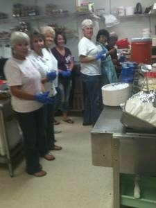 Picture of some of WMU ( Chapel By The Sea ladies) at the Myrtle Beach Homeless Shelter in September, 2013, preparing the meal. We fed  about 250 homeless people,   Pastor Roger preached and Lisa Hammond sang.
