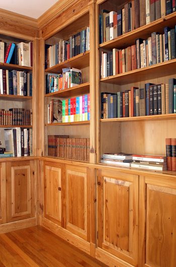 Our cabinetry, this library was constructed from 100% reclaimed pine
