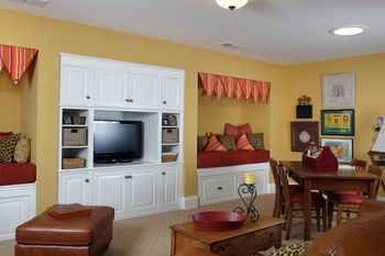 Our custom designed and built entertainment center and trundle beds for the Greenspiration home

