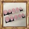 🖤🔥 Black Tie Bling French Tips: 10x Custom Handcrafted Reusable Press-On Nails 💅💎