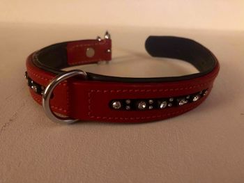 40 Rhinestone Red leather collar sm-med $10
